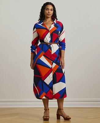 Lauren Ralph Plus Print Crepe Shirtdress