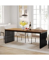 Tribesigns 78.74" Long Rectangle Industrial Dining Table for 6-8 Person, Dining Table Wood Kitchen Table with Heavy Duty Metal Frame