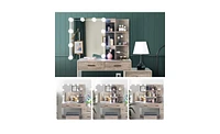 Slickblue Triamine Veneer Mirror Cabinet with 5 Compartments and 2 Shelves Elegant Storage Solution for Modern Spaces