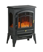 Homcom 22" Electric Fireplace Stove with 3-Sided Realistic Flame