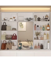 Famapy White 3-in-1 Tall Storage Cabinet with 9 Drawers & 10 Open Shelves