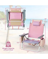 Sugift 2 Pieces Folding Backpack Beach Chair with Pillow