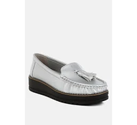 London Rag Larana Metallic Tassel Detail Loafers