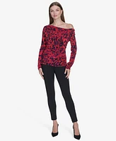 Halston Women's Printed Off-The-Shoulder Top