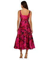 Adrianna Papell Women's Rose Jacquard Square-Neck Dress