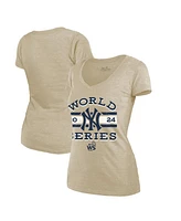 Fanatics Women's Cream New York Yankees 2024 World Series Modest Tri-blend V-neck T-shirt