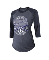 Fanatics Women's Navy New York Yankees 2024 World Series Tri-blend 3/4-sleeve T-shirt