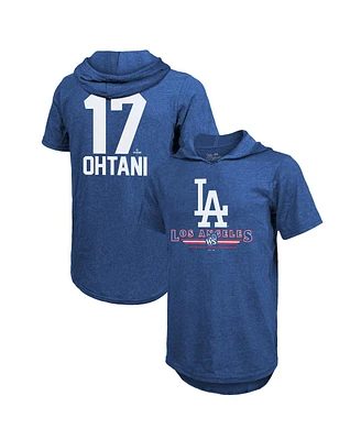 Majestic Men's Shohei Ohtani Royal Los Angeles Dodgers 2024 National League Champions Name Number Tri-blend Hoodie T-shirt