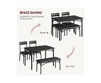 gaomon Dining Table Set for 5 Kitchen Table with 2 Upholstered Chairs and Bench 4 Pcs Rectangular Kitchen Table Set for Small Space Apartment Studio
