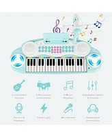 Gymax 37-Key Toy Piano Keyboard w/ Stool Microphone Electronic Organ for Kids