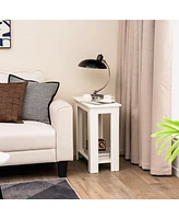 Gymax 2 Pcs 2-Tier End Table Modern Sofa Bedside Compact Nightstand with Storage Shelf