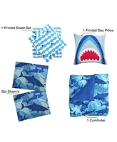 Alex + Bella Shark Bite Dark Blue 6-Piece Microfiber Comforter Set - Twin