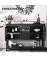 Slickblue Sideboard Buffet Console Table, Media Cabinet with Adjustable Shelves, Black