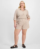 And Now This Trendy Plus Striped Front-Pleat Shorts, Exclusively at Macy's