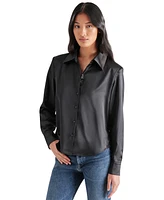 Steve Madden Women's Asa Charmeuse Shoulder Pad Shirt