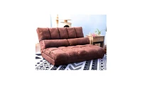 Slickblue Brown Double Chaise Lounge Sofa - Floor Couch with Two Pillows for Ultimate Comfort