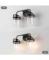 Slickblue Set of 2 Modern Industrial Wall Sconces with Clear Glass Shade - Versatile Indoor Light Fixture