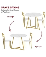 gaomon Dining Table Set for 2, Round Kitchen Table and Chairs for 2, Modern Dining Room Table Set , Kitchen Table Set,White