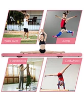 Hongge 7 Feet Folding Portable Floor Balance Beam with Handles for Gymnasts