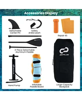 Hongge Inflatable Stand up Paddle Board with Adjustable Paddle and 3 Fins for Adults and Youths