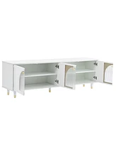Slickblue Contemporary Tv Stand for TVs Up to 78'' - Stylish Media Console with Adjustable Shelves & Gold Handles