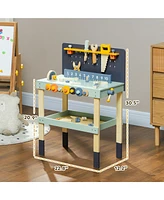 Qaba Toddler Tool Set, 49 Piece Kids Tool Bench Workbench Playset for 3-6