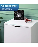 Devaise 5-Drawer Wood Dresser with Top Cabinet Storage, Mobile Chest of Drawers, Wide Storage Space for Home Office