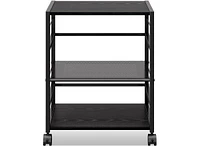 Devaise Mobile 3-Shelf Printer Stand with Adjustable Shelves, Modern Printer Cart with Large Storage Space, Printer Stand for Home Office, Black