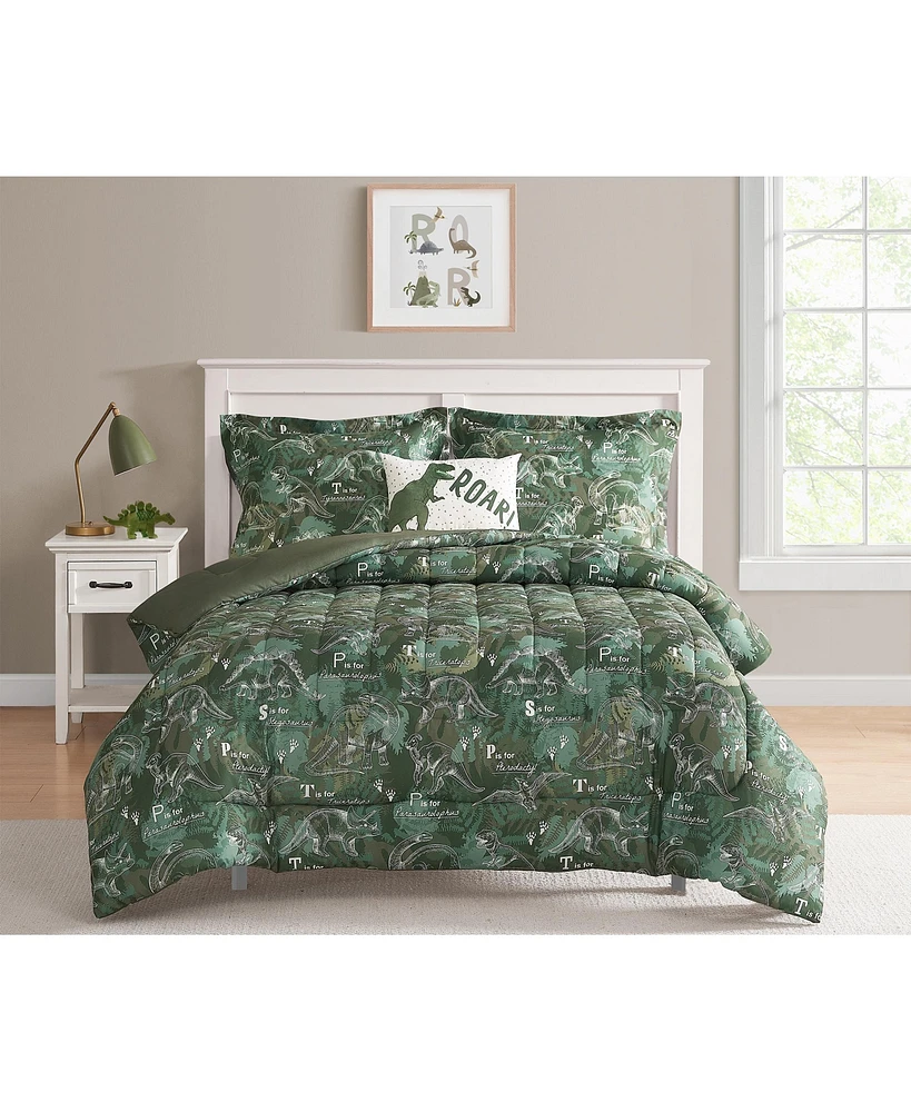 Alex + Bella Dino Forest Green -Piece Microfiber Comforter Set