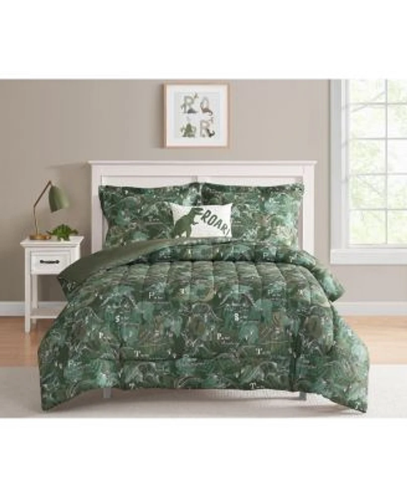 Alex Bella Dino Forest Green 4 Piece Microfiber Comforter Set Full