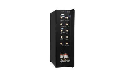 Slickblue Black 12-Bottle Electronic Wine Cabinet with Transparent Glass Door and Cold Rolled Sheet Design