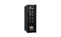 Slickblue Black 12-Bottle Electronic Wine Cabinet with Transparent Glass Door and Cold Rolled Sheet Design