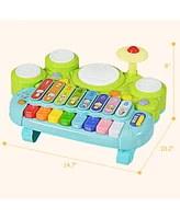 Gymax 3-in-1 Drum Xylophone Piano Keyboard Set Electronic Musical Instrument Toy