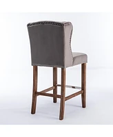 The Pop Home Counter Bar Stools,Wingback Chairs with Nailhead-Trim,Velvet Stools for Bar Height,Set of 2-The Pop Home