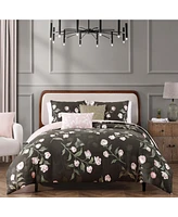 Bebejan Jasmine Flowers Bedding 200 Thread Count 100% Cotton Sateen 5 Piece Queen Size Reversible Comforter Set