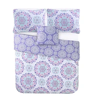 Alex + Bella Vivian Purple 4-Piece All-Season Reversible Cotton Quilt Set - Full/Queen