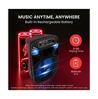Pyle 8” Bluetooth Portable Pa Speaker with Party Lights, MP3/Usb/Fm Radio & Rechargeable Battery