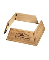 Glitzhome Natural Wooden Trapezoid Farm Fresh Christmas Trees, 26"