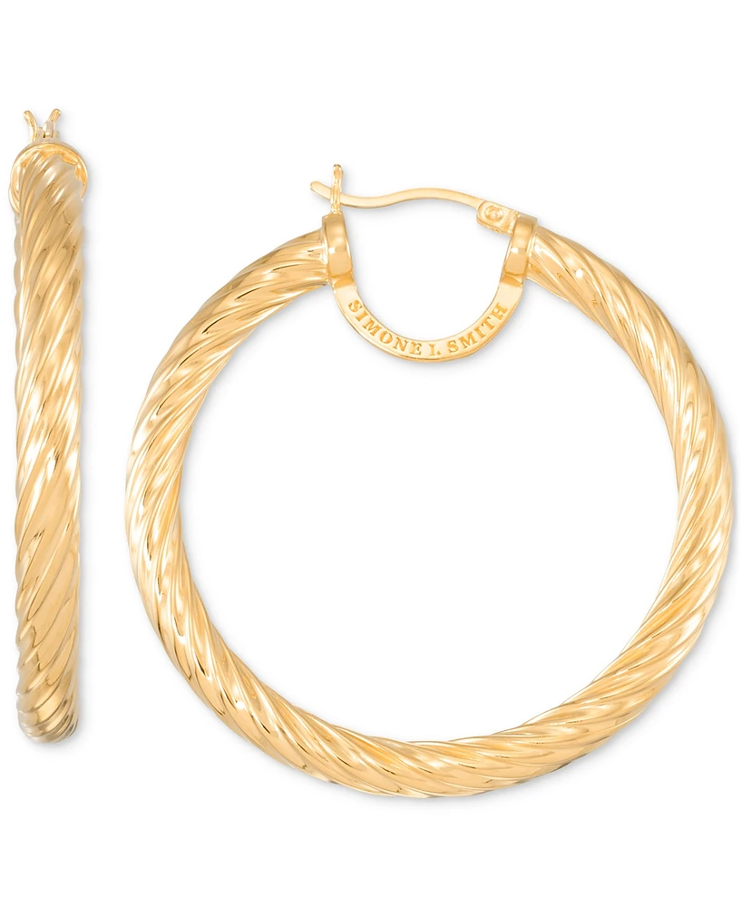 Simone I. Smith Rope Hoop Earrings in 18k Yellow Gold Over Sterling Silver (45mm)