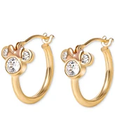 Disney Minnie Mouse Cubic Zirconia Small Hoop Earrings in 10k Yellow & Rose Gold, 1/2"