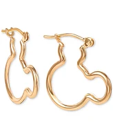 Disney Mickey Mouse Silhouette Small Hoop Earrings in 10k Yellow Gold (3/4")