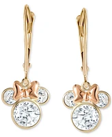 Disney Minnie Mouse Cubic Zirconia Drop Earrings in 10k Yellow & Rose Gold