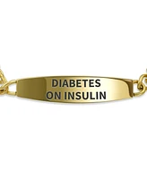 Bling Jewelry Diabetes On Insulin Identification Medical Id Miami Cuban Link Chain Bracelet Gold 2 Tone Steel