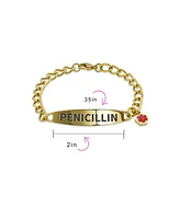 Bling Jewelry Penicillin Medical Identification Id Bracelet Miami Cuban Link Chain For Women Gold 2 Tone Stainless