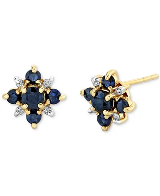 Sapphire (3/4 ct. t.w.) & Diamond Accent Flower Stud Earrings in 10k Gold