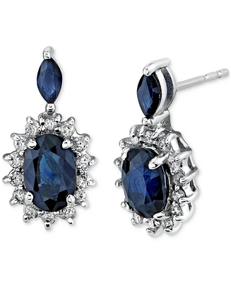 Sapphire & Diamond Drop Earrings (1/5 ct. t.w.) in 14k White Gold