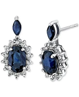 Sapphire & Diamond Drop Earrings (1/5 ct. t.w.) in 14k White Gold