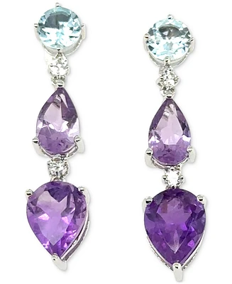 Multi-Gemstone Pear Drop Earrings (4-4/5 ct. t.w.) in Sterling Silver