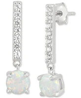 3-Pc. Set Lab-Created Opal (7/8 ct. t.w.) & Lab-Created White Sapphire (7/8 ct. t.w.) Stud & Drop Earrings in Sterling Silver