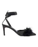 New York & Company Womens Saylor- Faux Feather Heel Sandal